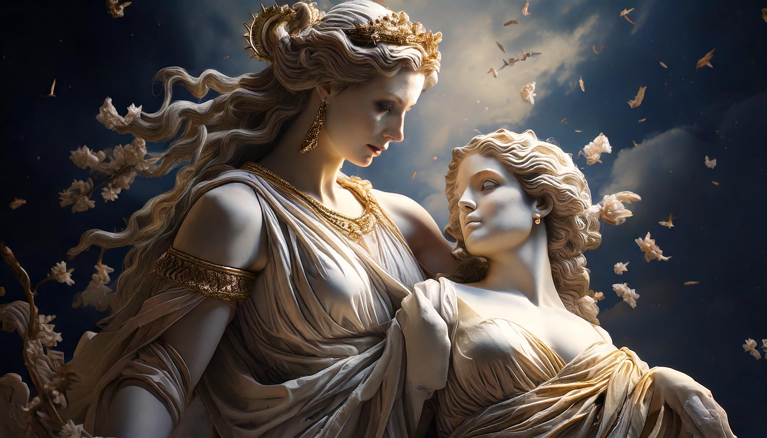 Galatea și Afrodita în reprezentarea Adobe Firefly