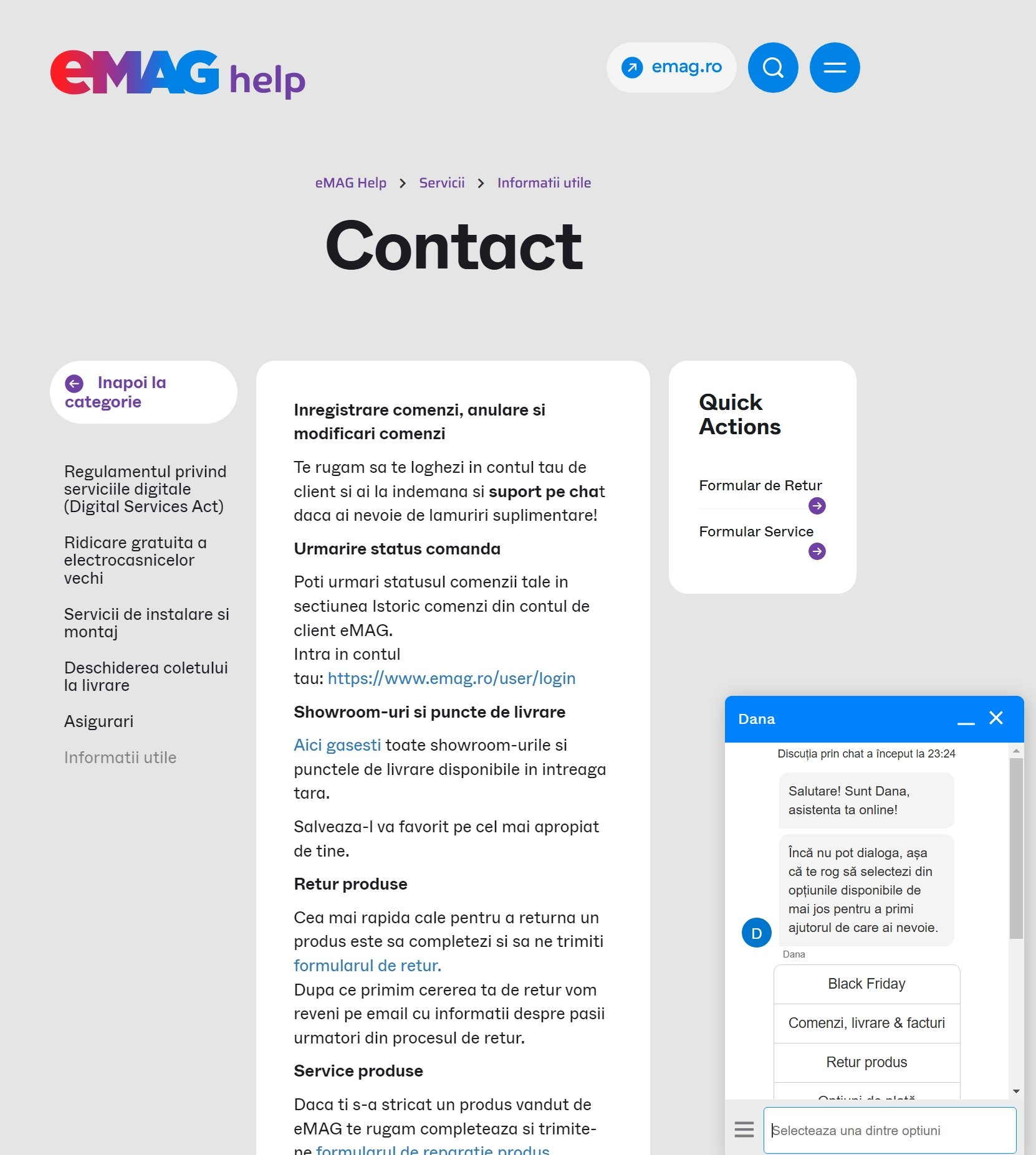 Chatbot-ul mirobolant de la eMag...