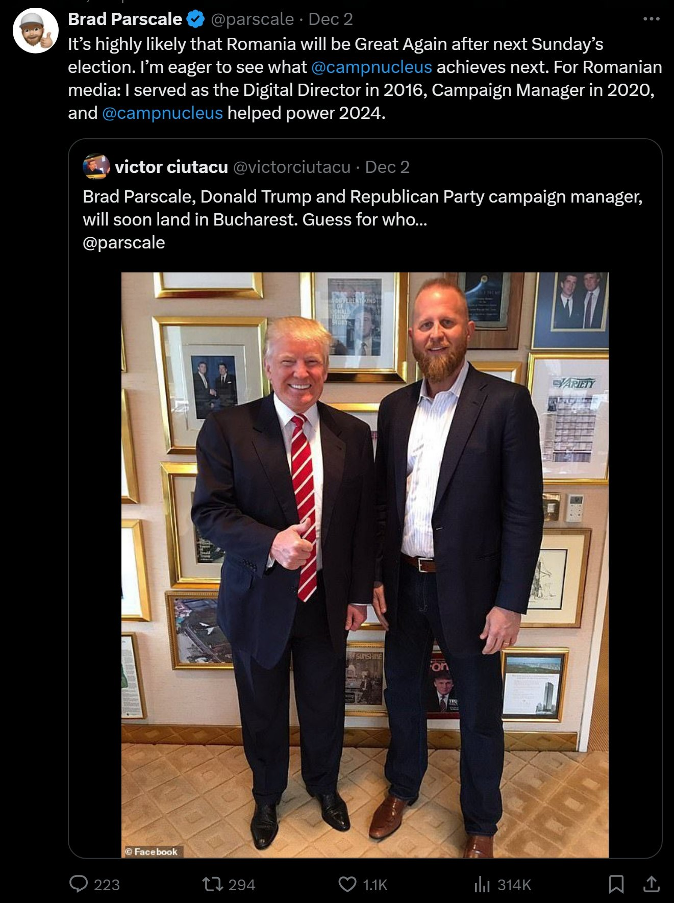 Making Romania great again, featuring Brad Parscale, Călin Georgescu, George Simion, Vladimir Putin și Nation Builder.